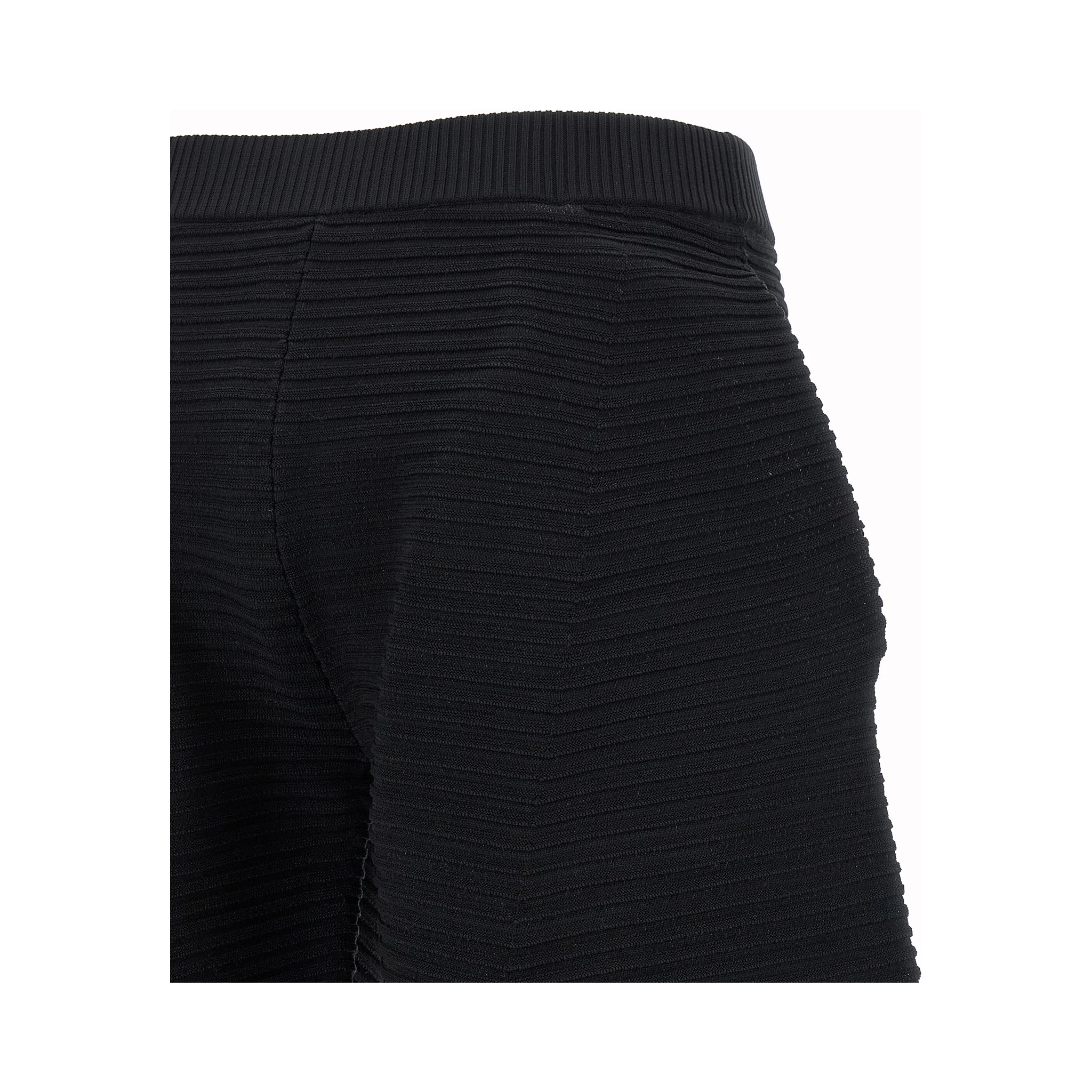 Black Polyester Cropped Pants