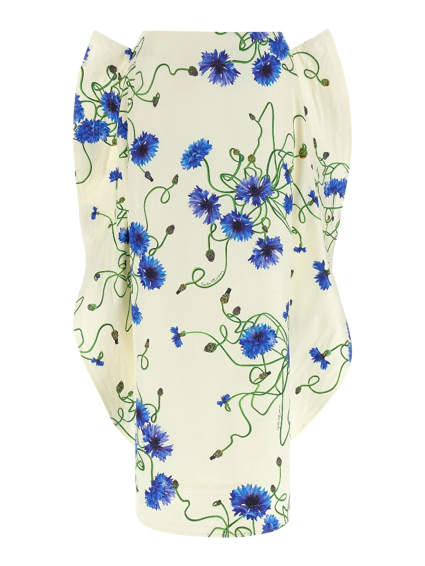Blue Cotton Mini Skirt
