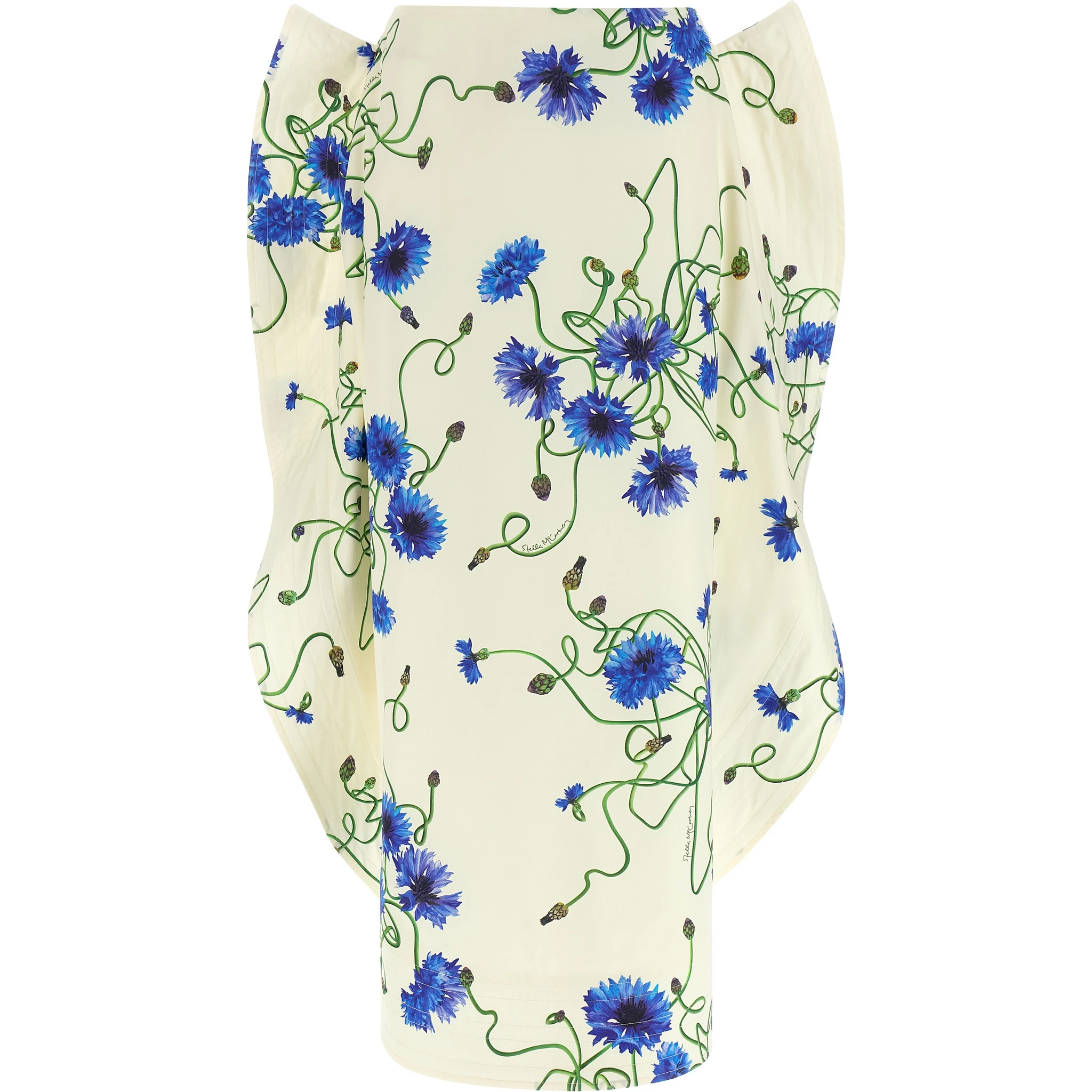 Blue Cotton Mini Skirt