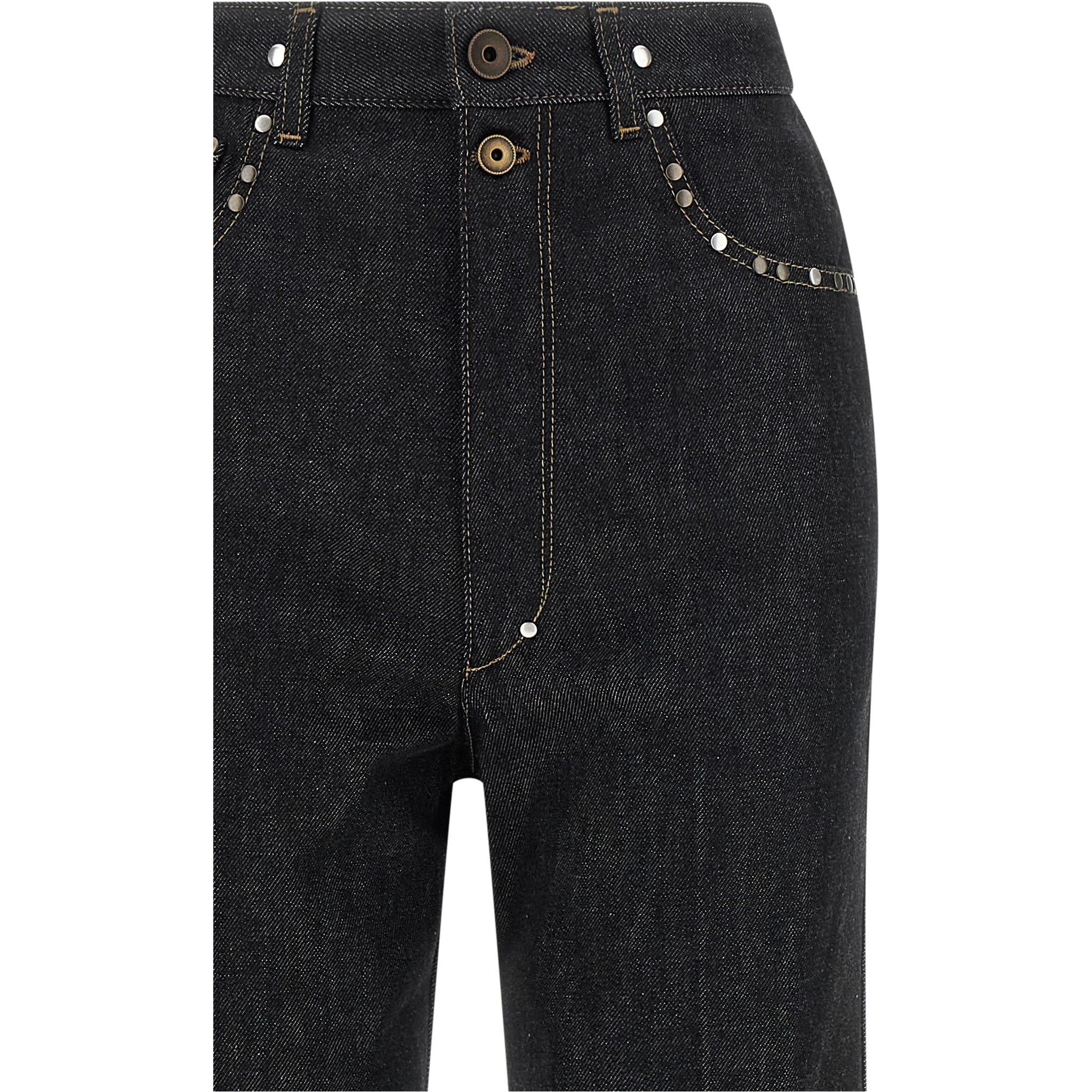 Black Cotton High-Waisted Jean