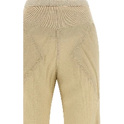 Beige Silk Flared Pants