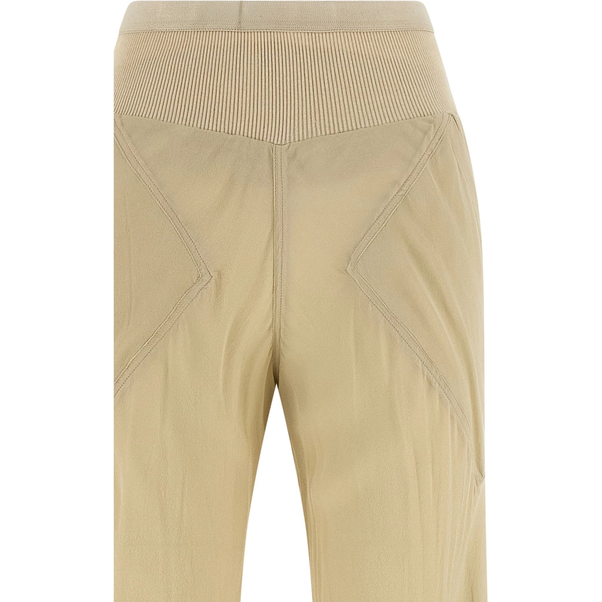 Beige Silk Flared Pants