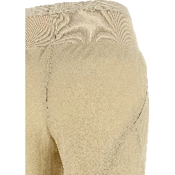 Beige Silk Flared Pants