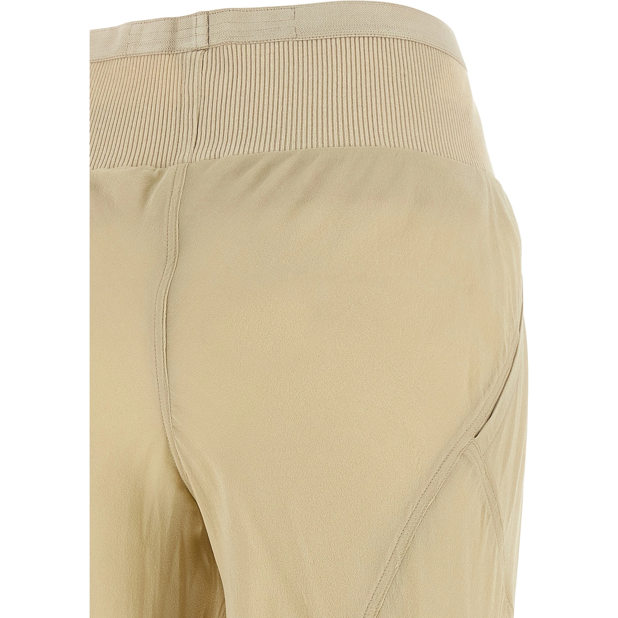 Beige Silk Flared Pants