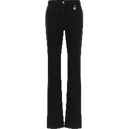 Black Cotton Flared Jeans