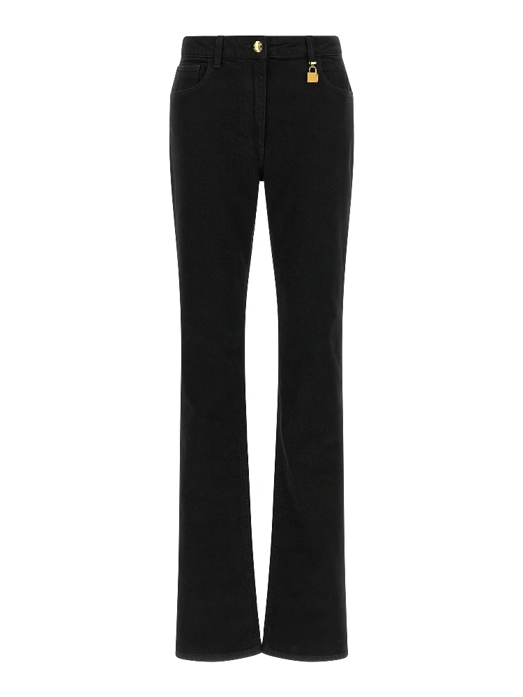 Black Cotton Flared Jeans