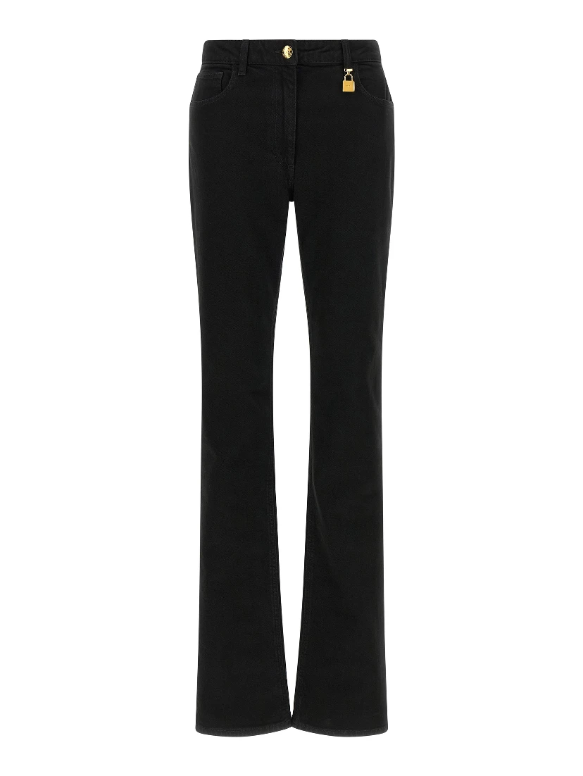 Black Cotton Flared Jeans