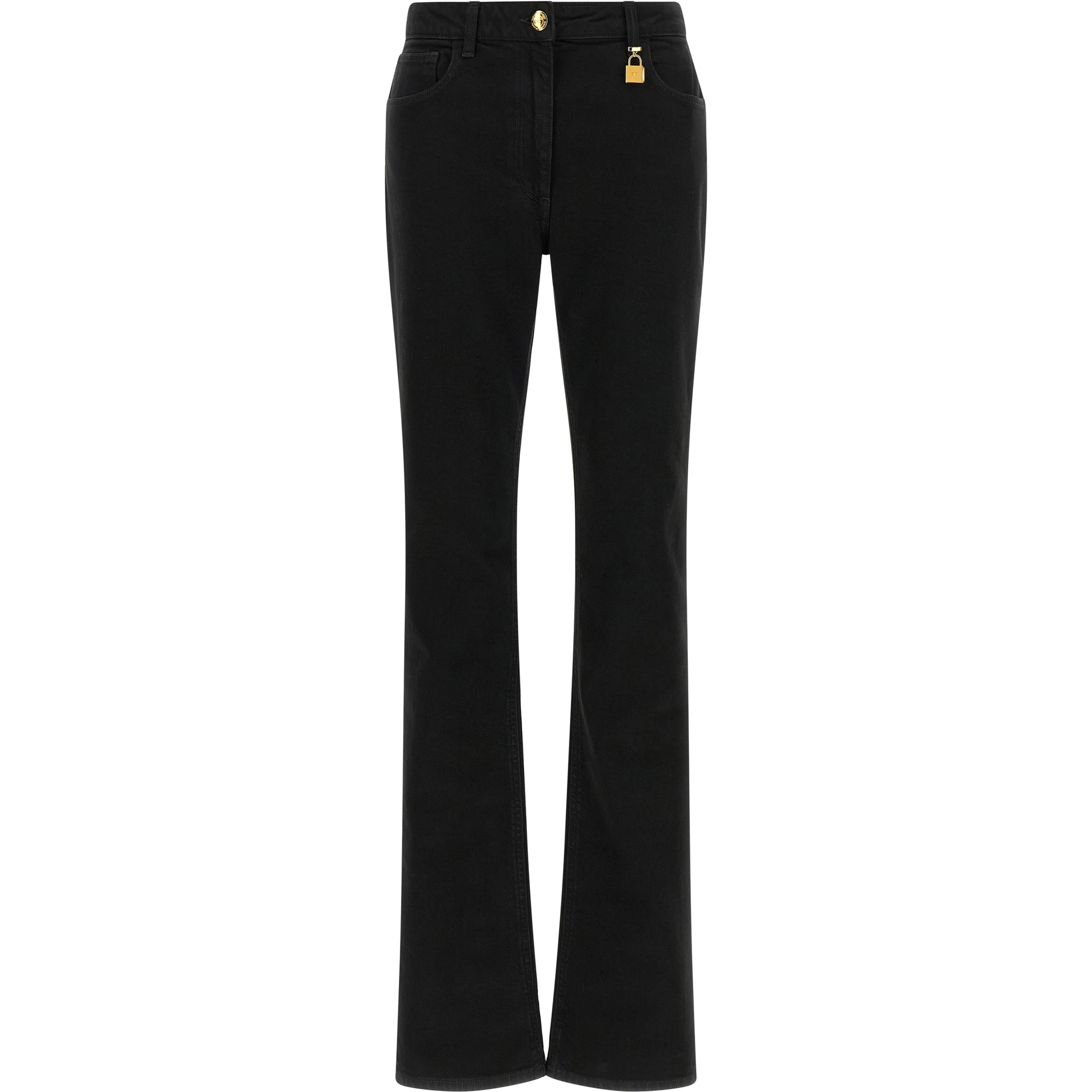 Black Cotton Flared Jeans