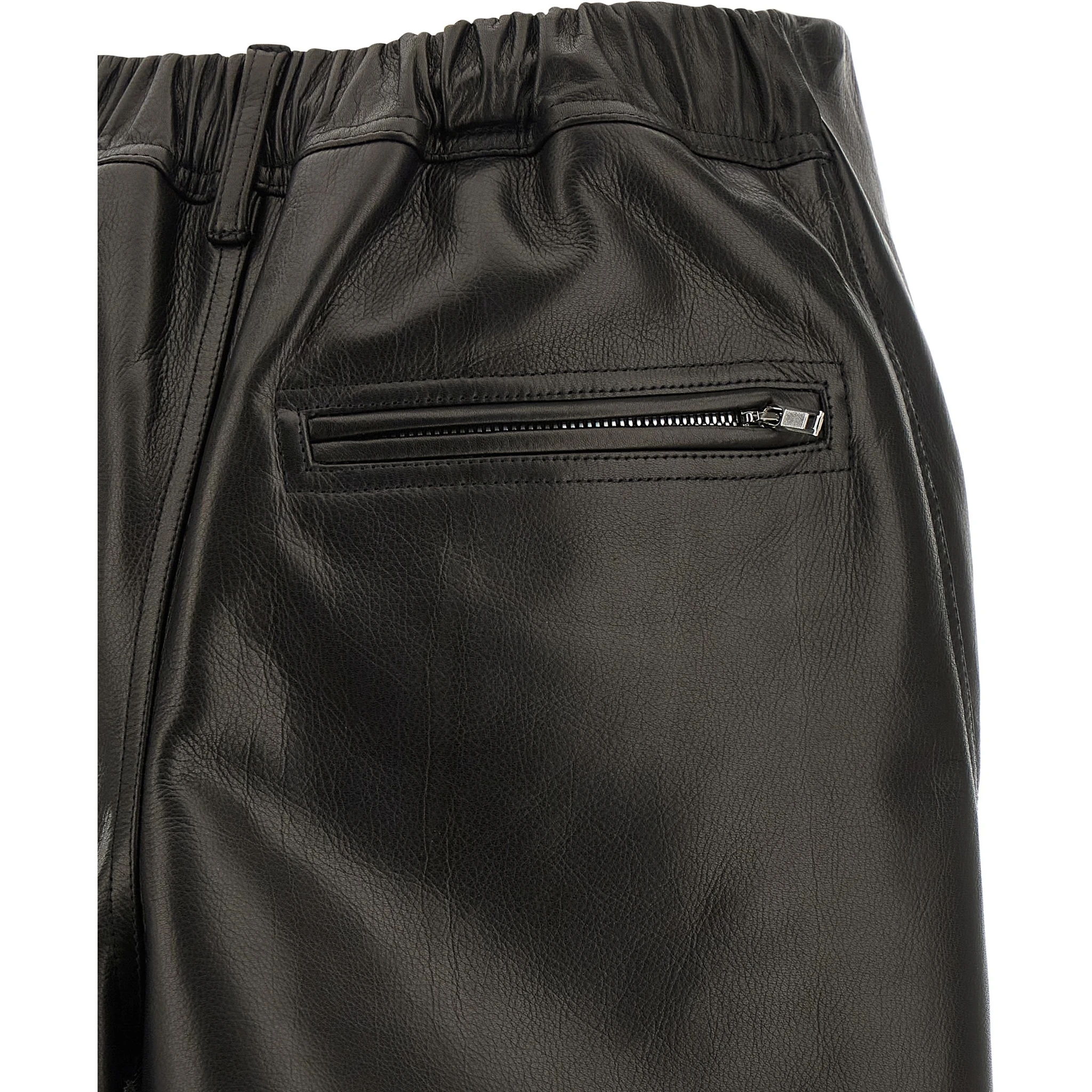 Black Calfskin Long Skirt