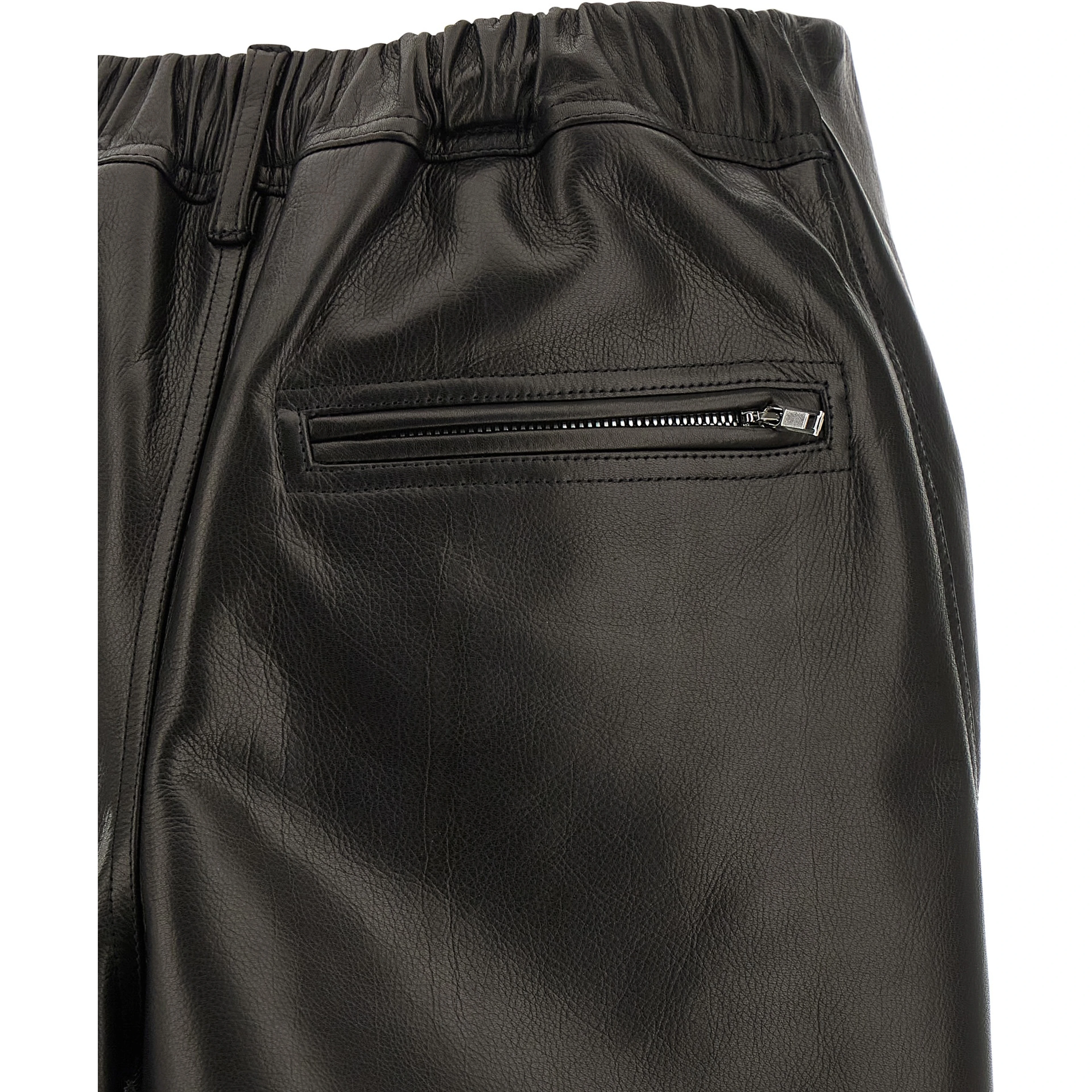 Black Calfskin Long Skirt