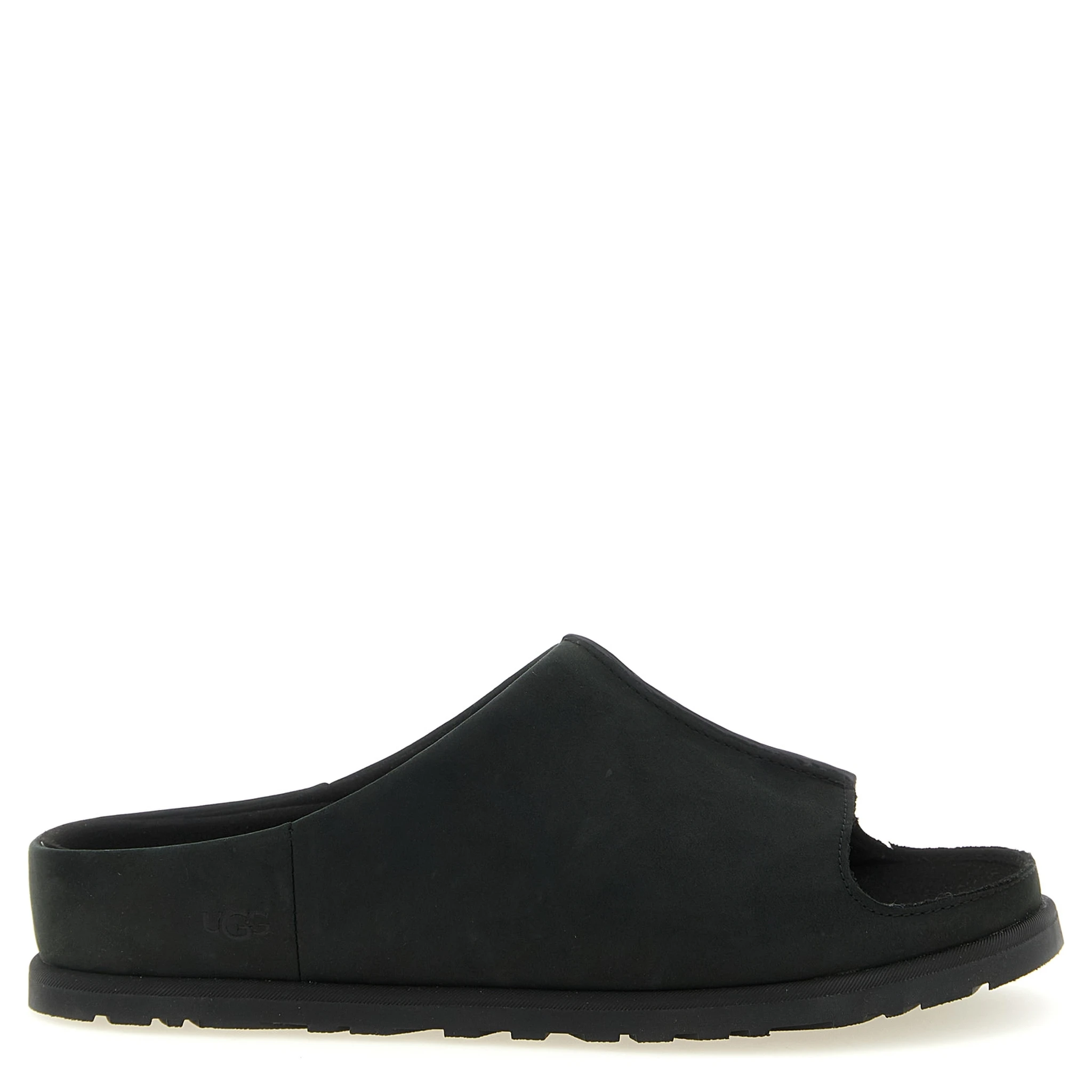 Black Leather Slides
