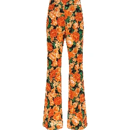 Orange Viscose Flared Pants