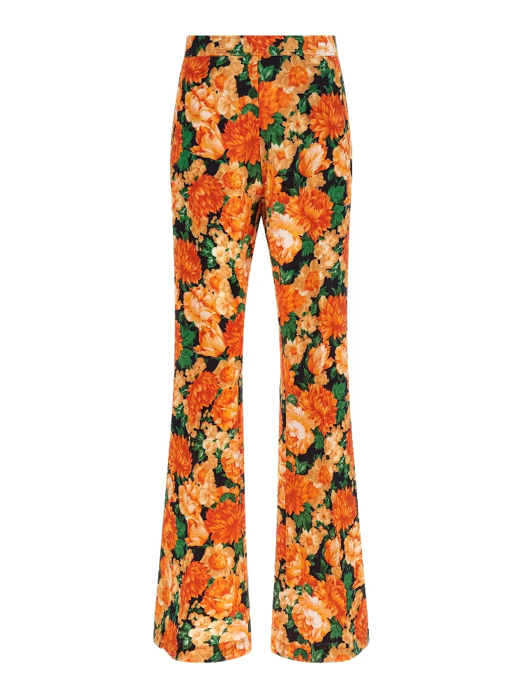 Orange Viscose Flared Pants