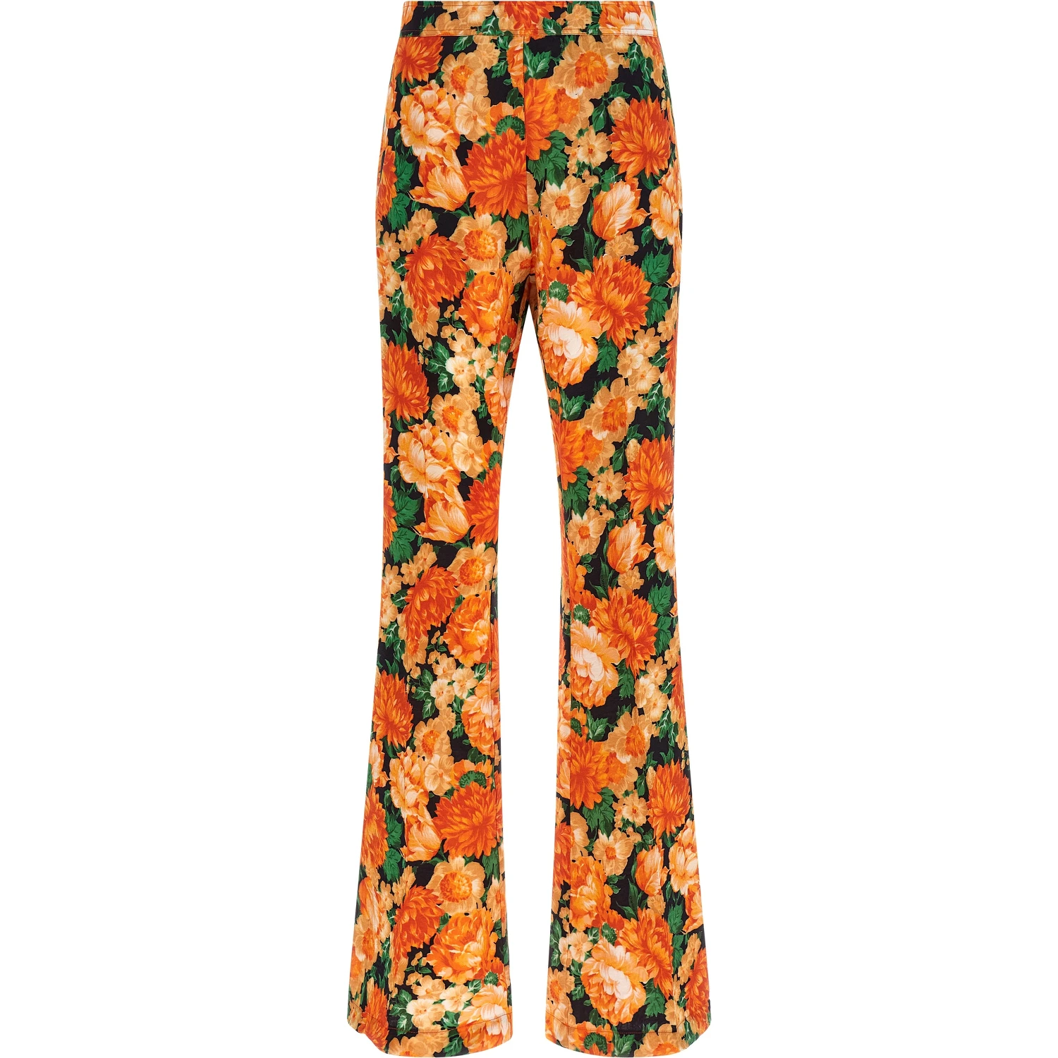 Orange Viscose Flared Pants