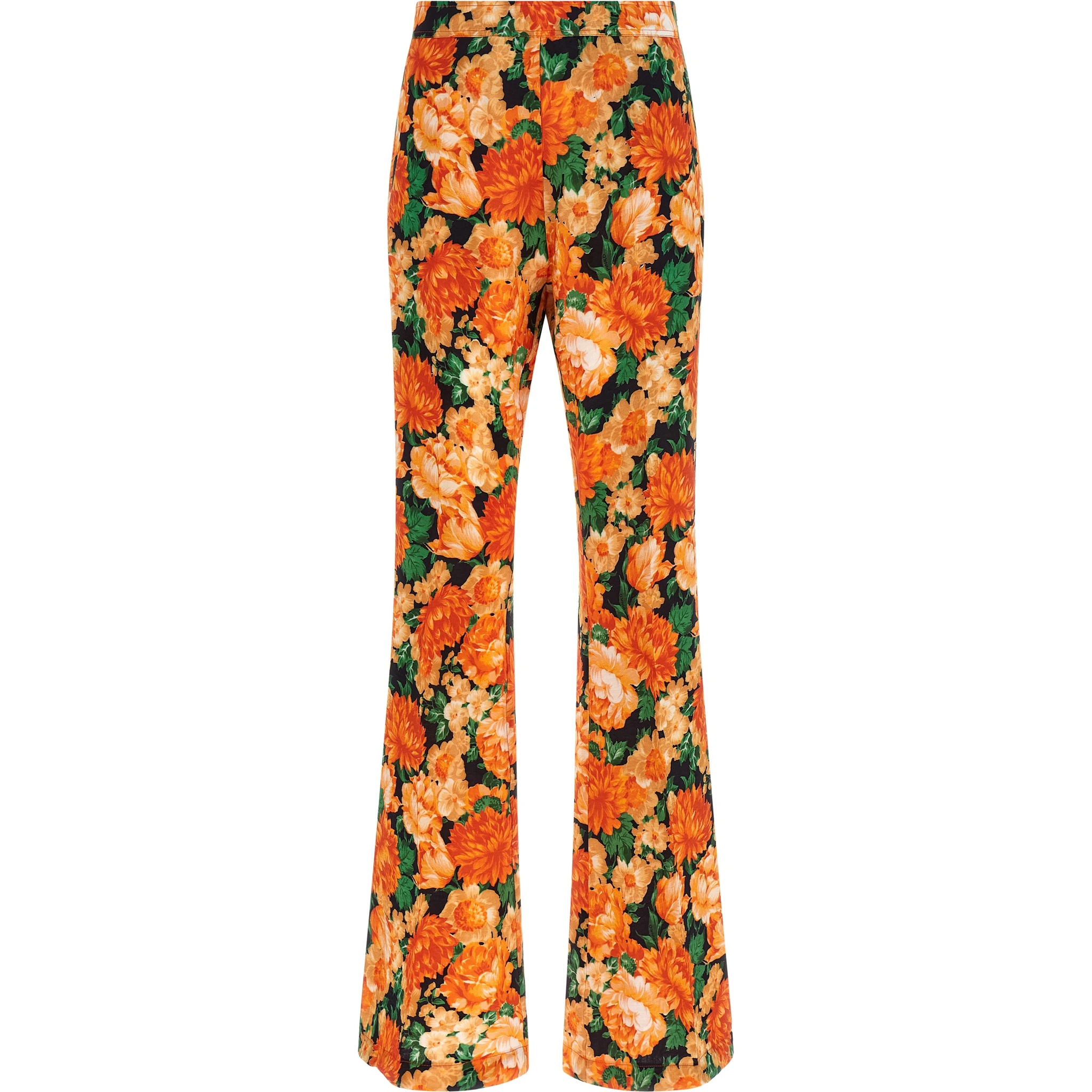 Orange Viscose Flared Pants