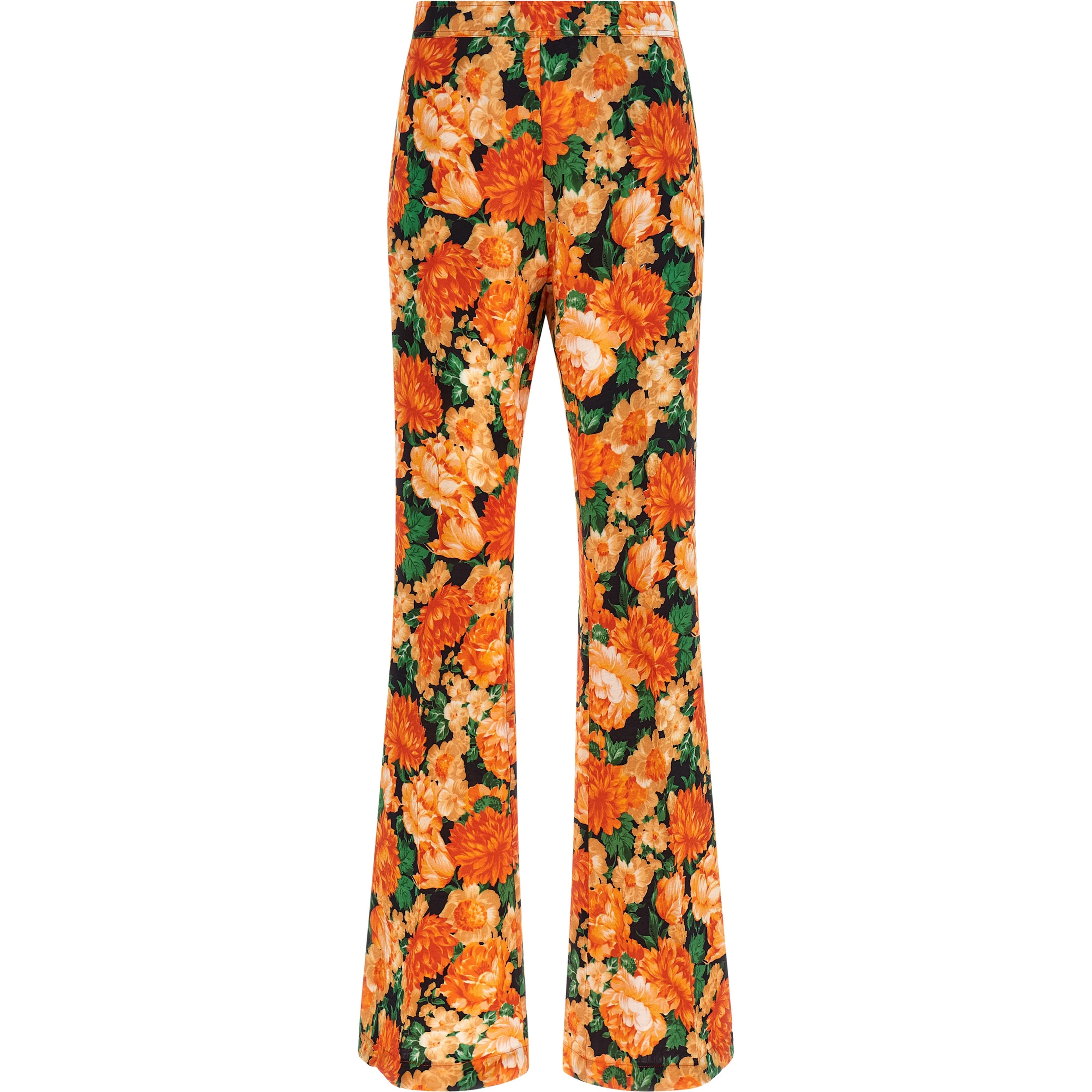 Orange Viscose Flared Pants