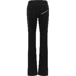 Black Cotton Flared Jeans