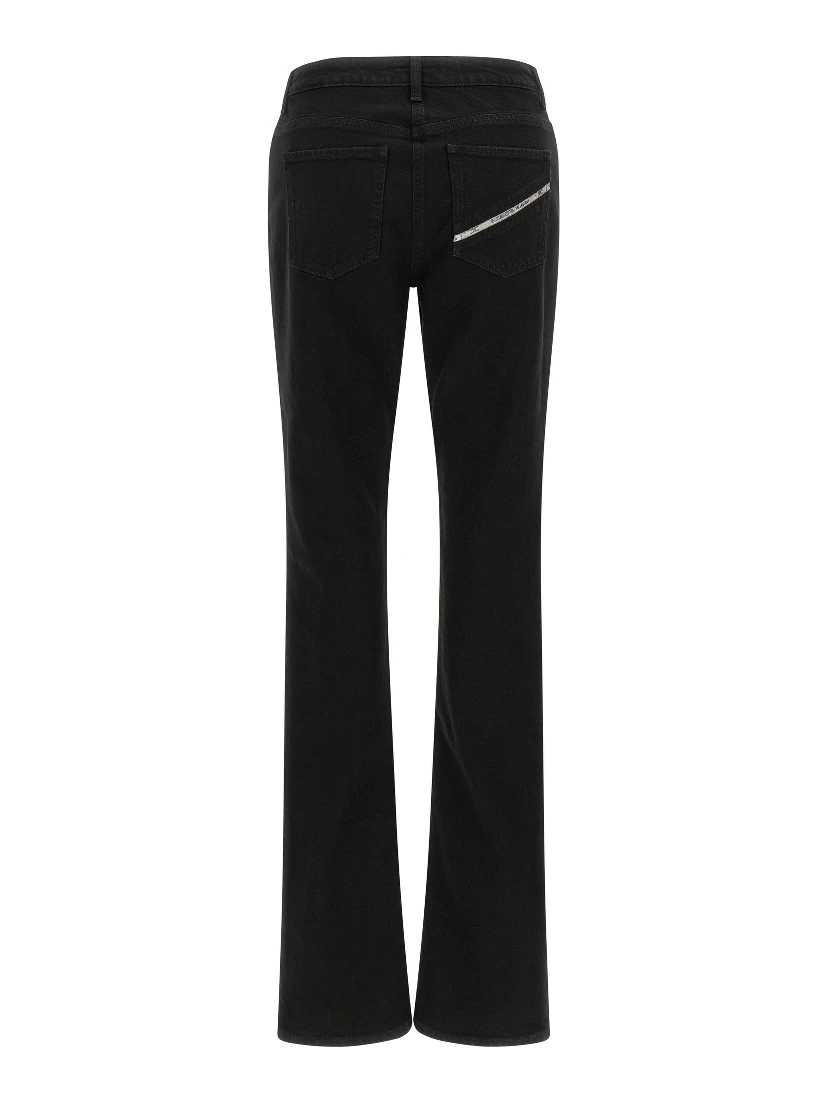 Black Cotton Flared Jeans