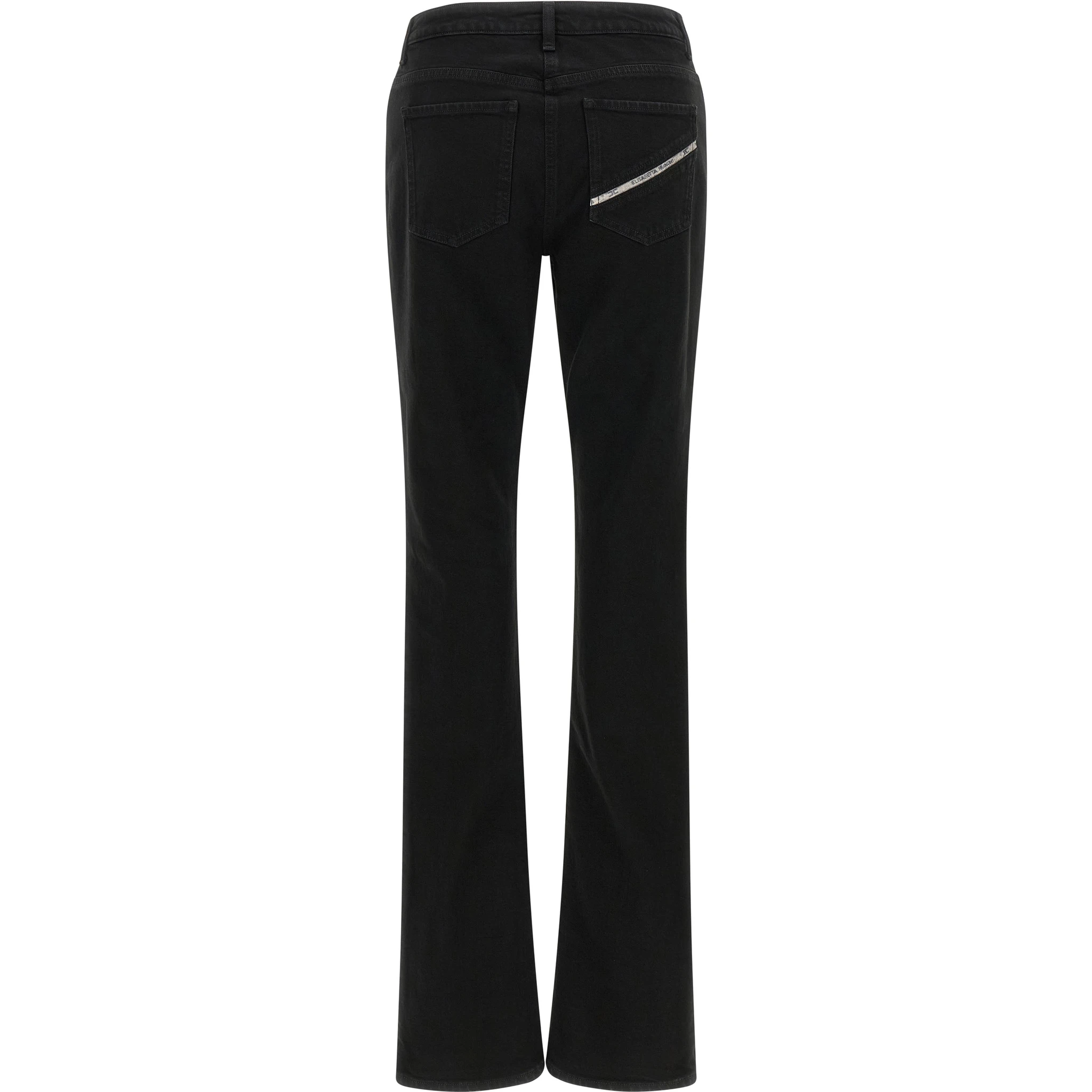 Black Cotton Flared Jeans
