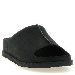 Black Leather Slides