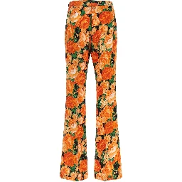 Orange Viscose Flared Pants