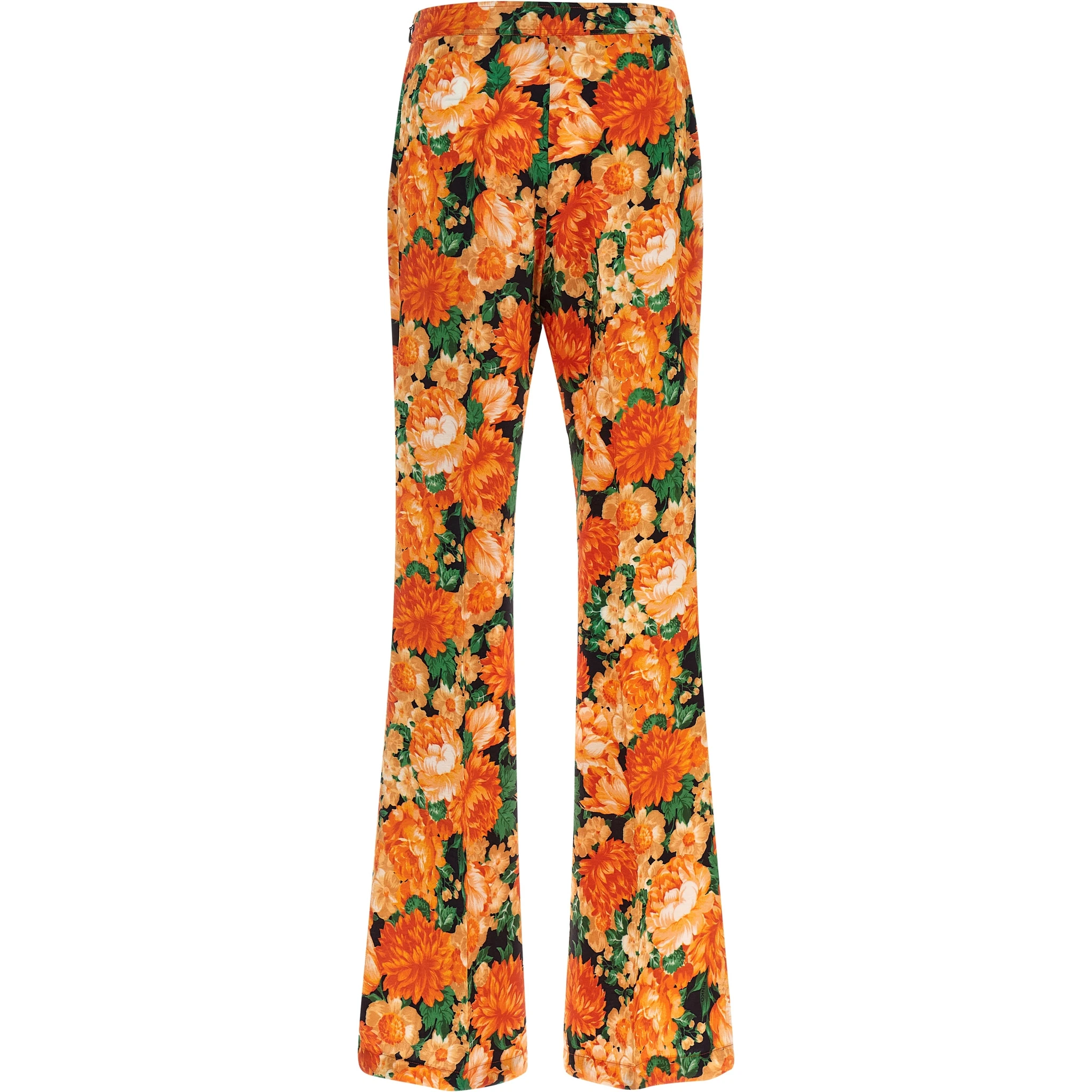 Orange Viscose Flared Pants