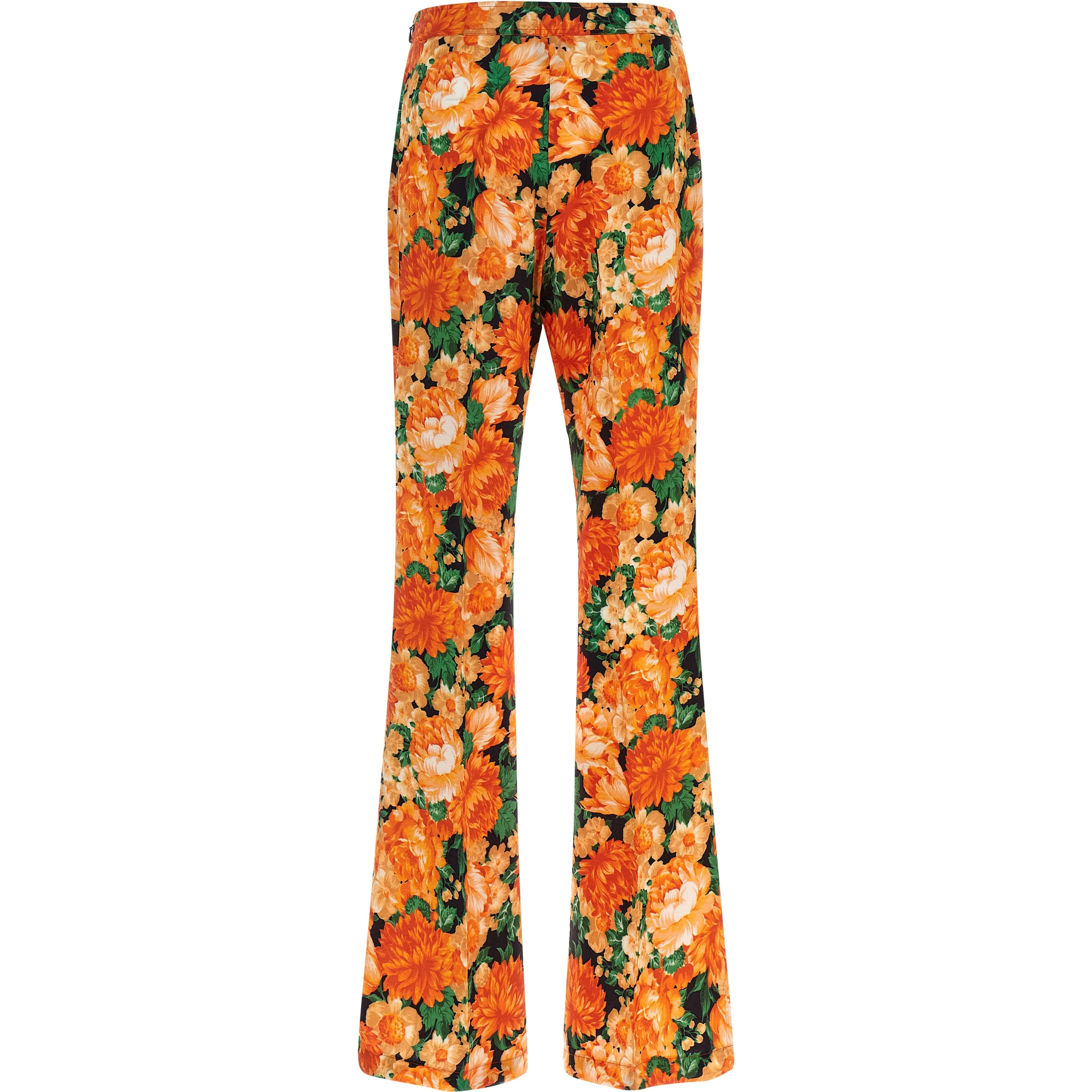 Orange Viscose Flared Pants