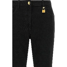 Black Cotton Flared Jeans