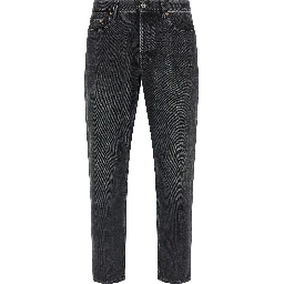 Black Cotton Straight-Leg Jeans