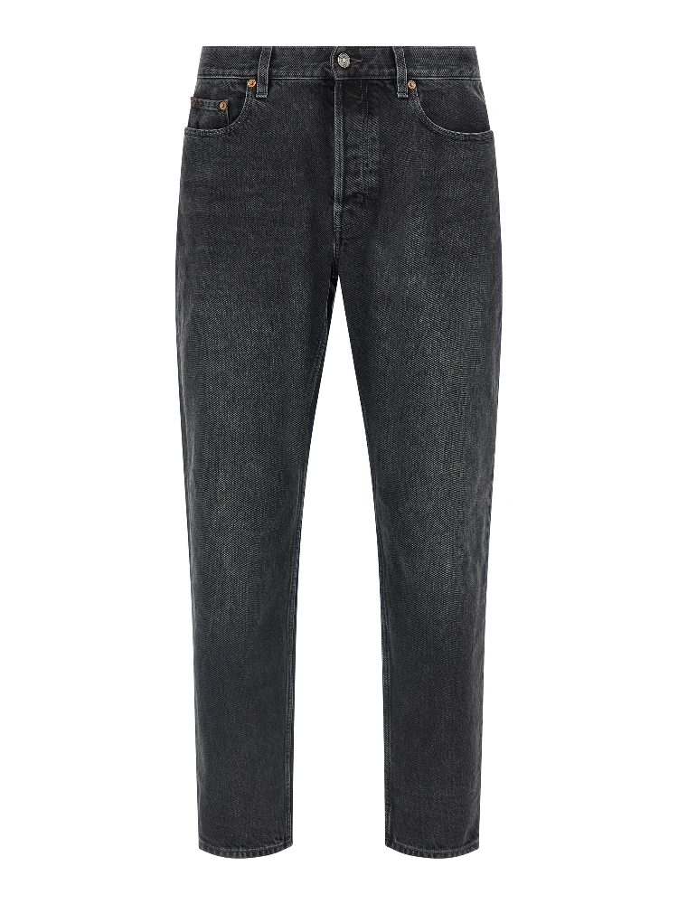 Black Cotton Straight-Leg Jeans
