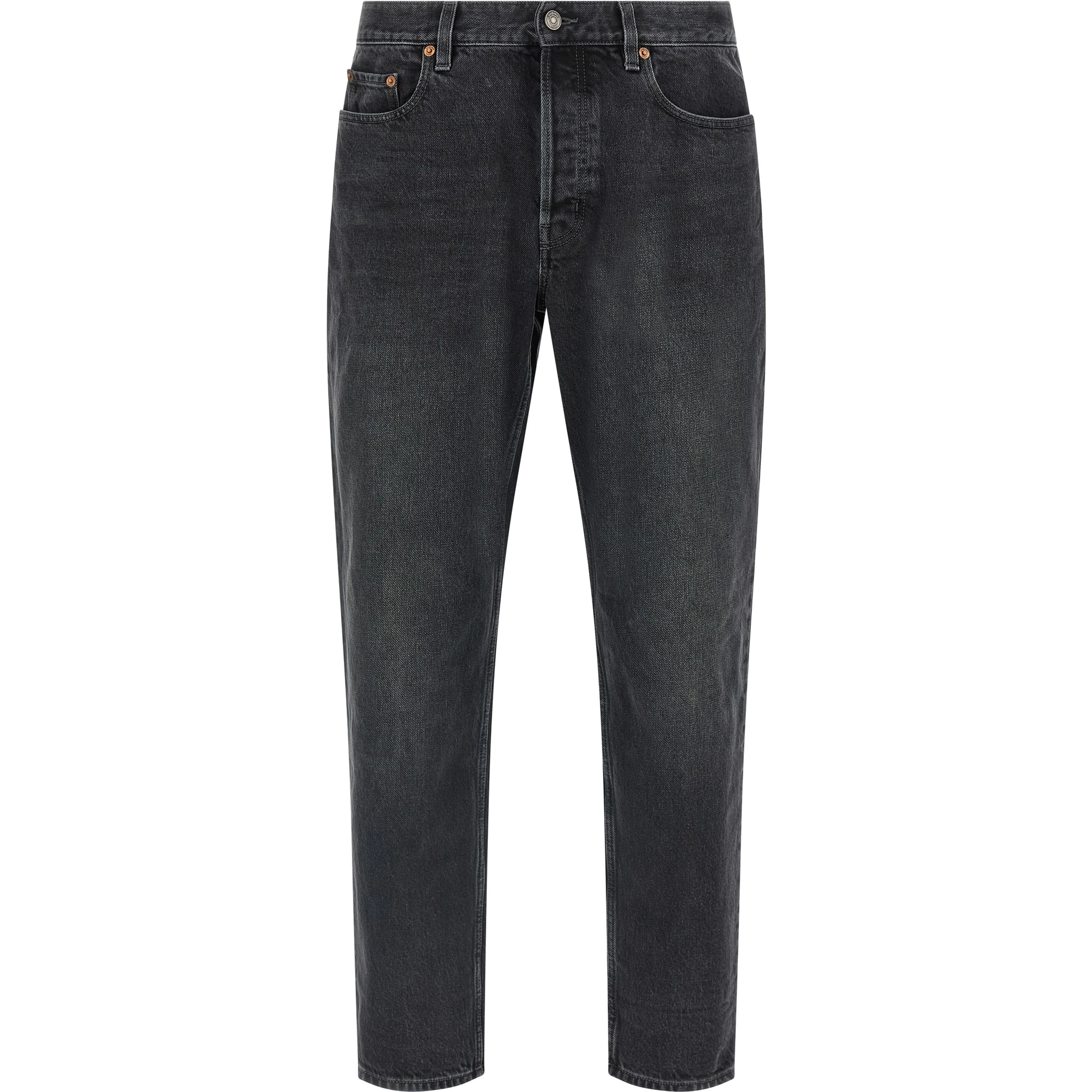 Black Cotton Straight-Leg Jeans