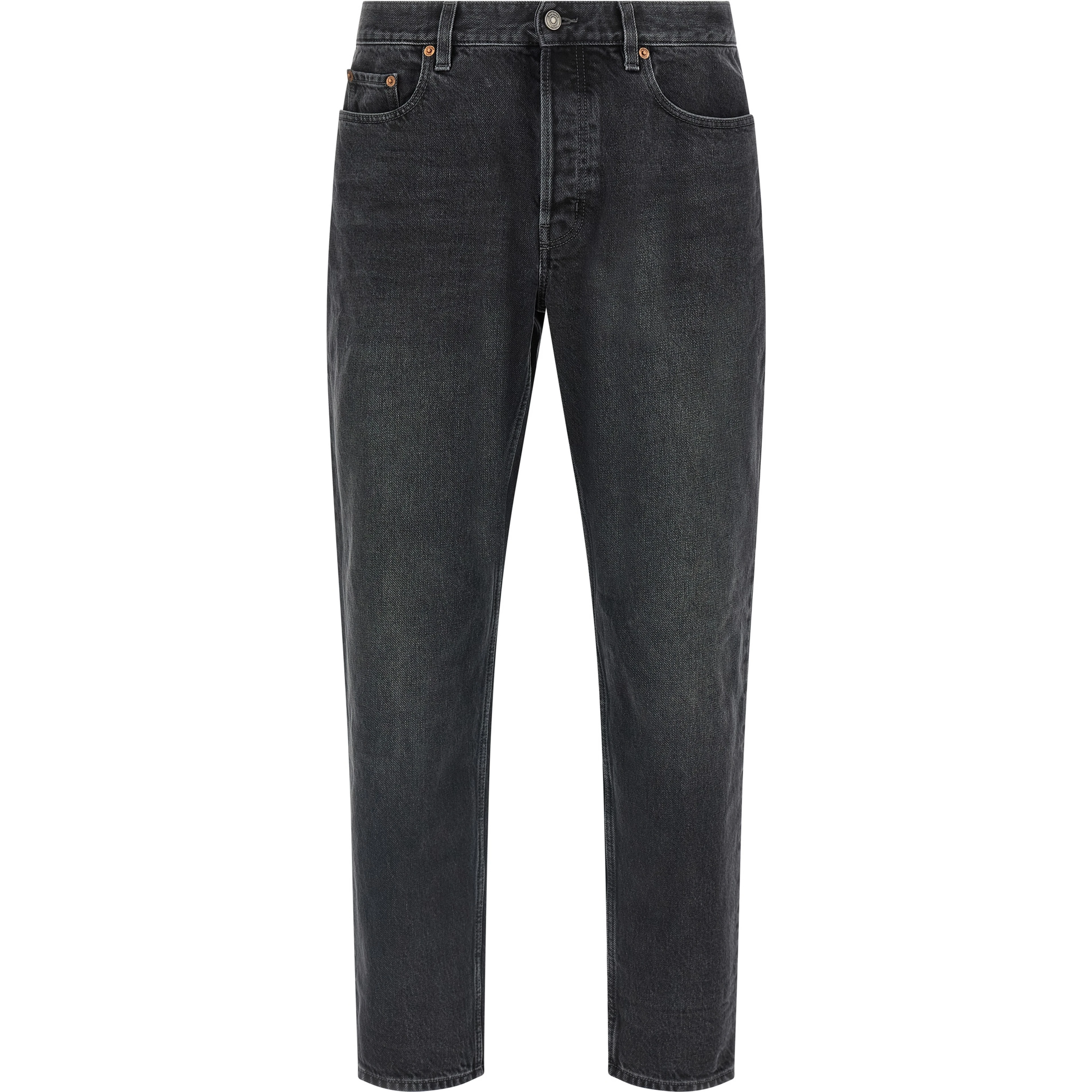 Black Cotton Straight-Leg Jeans