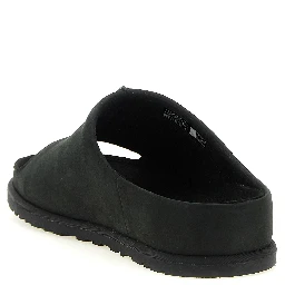 Black Leather Slides