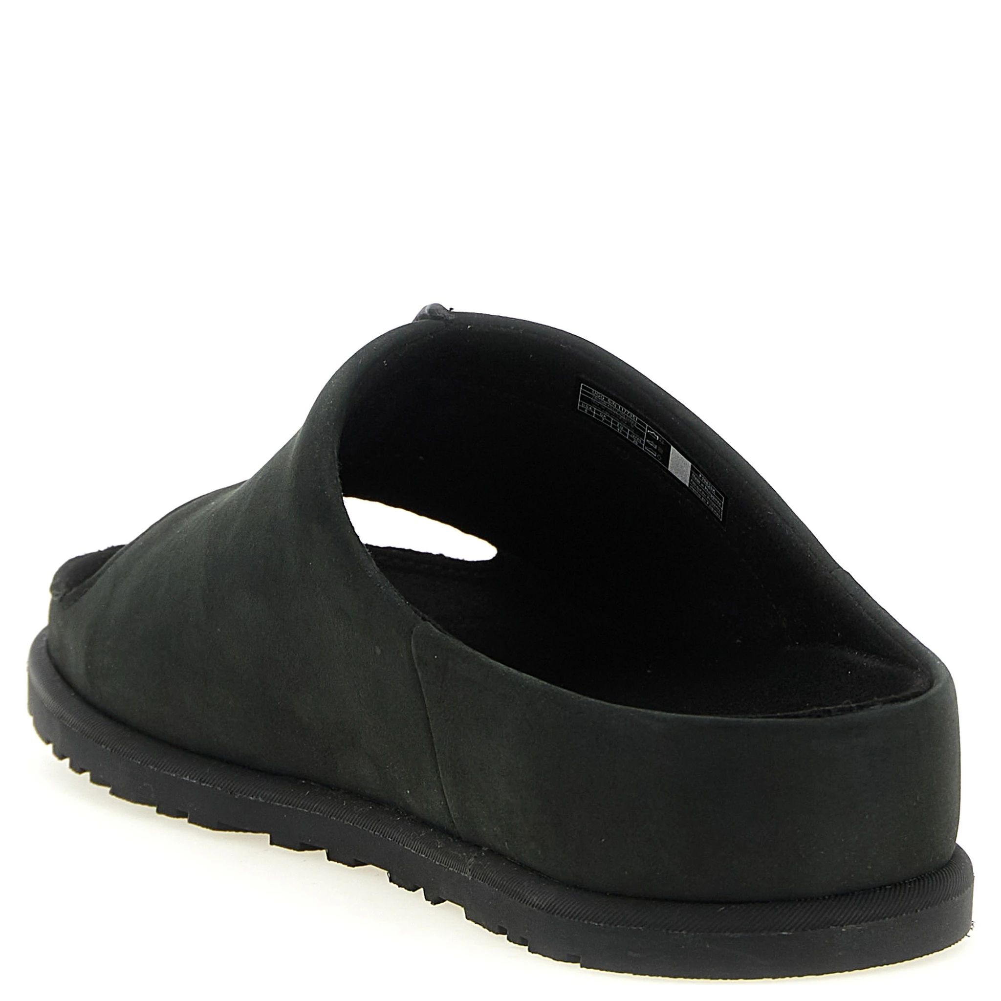 Black Leather Slides