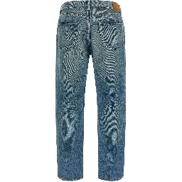 Blue Cotton Straight-Leg Jeans
