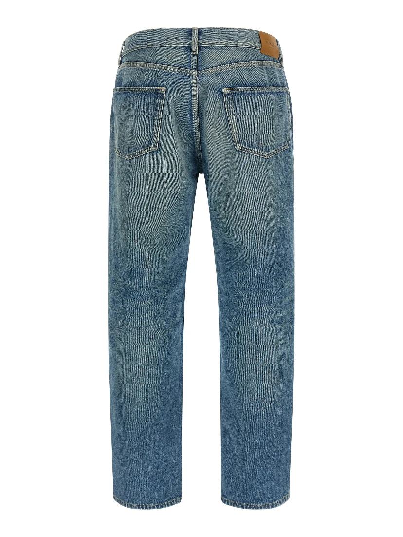 Blue Cotton Straight-Leg Jeans