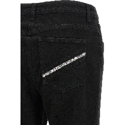 Black Cotton Flared Jeans