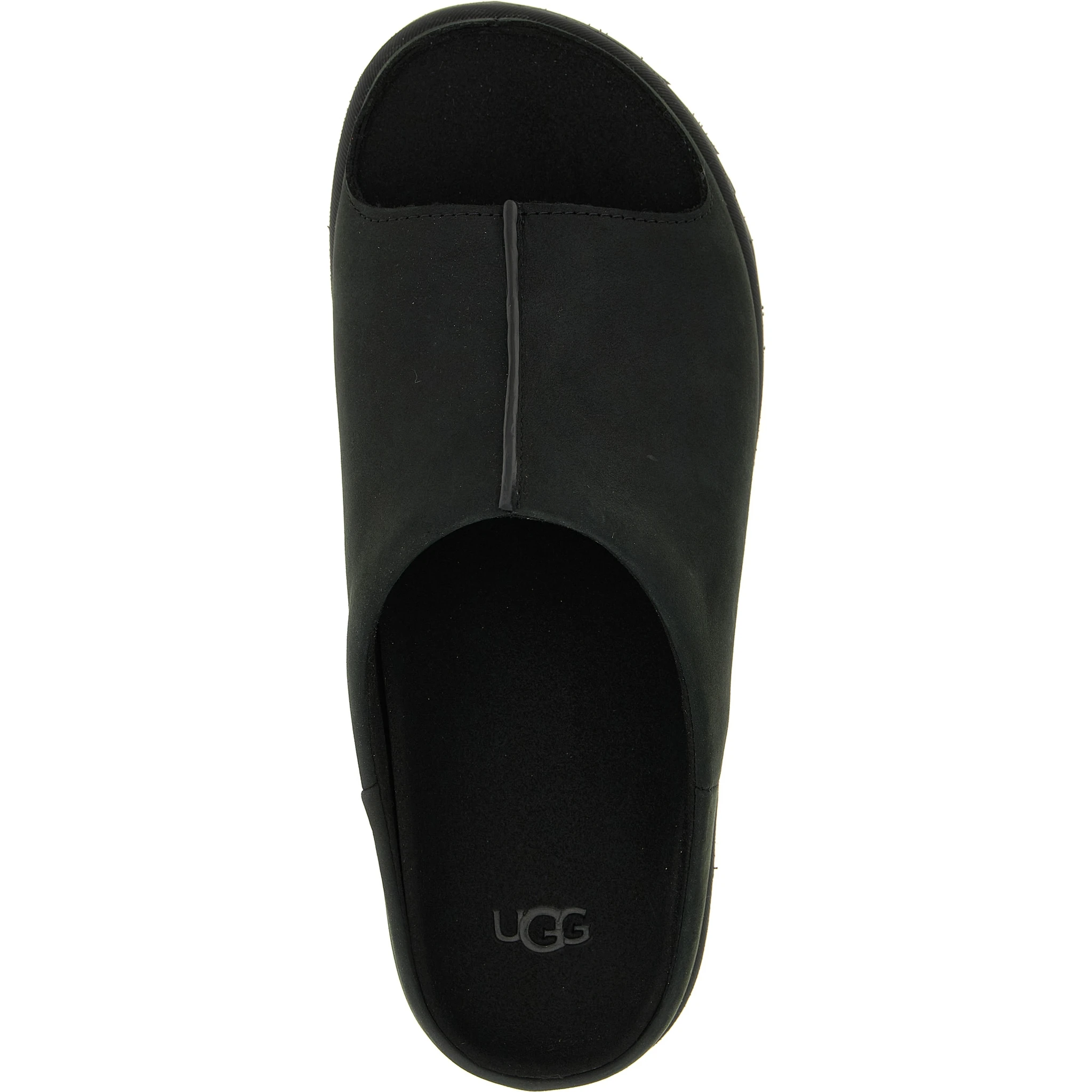 Black Leather Slides