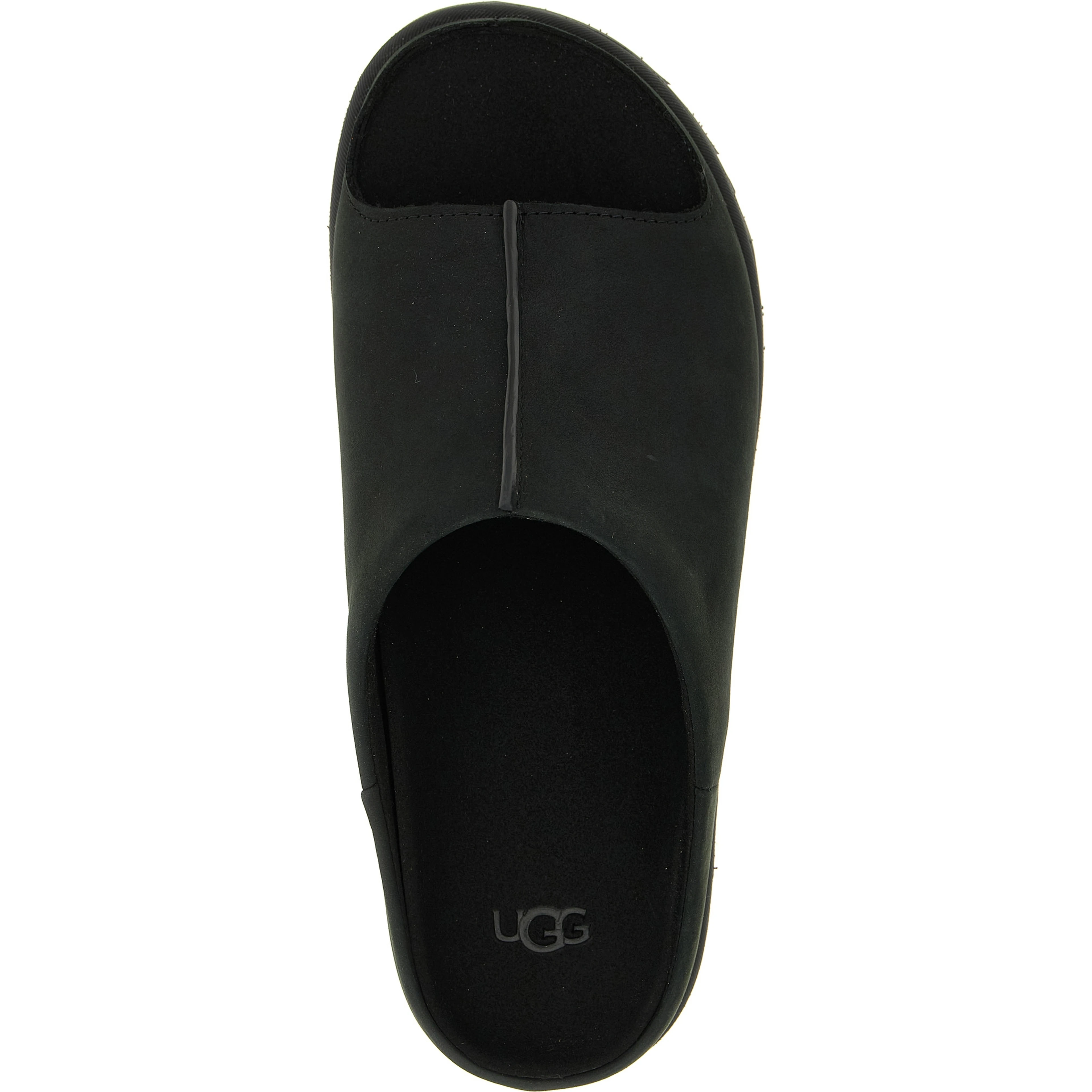 Black Leather Slides