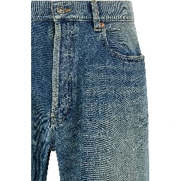 Blue Cotton Straight-Leg Jeans
