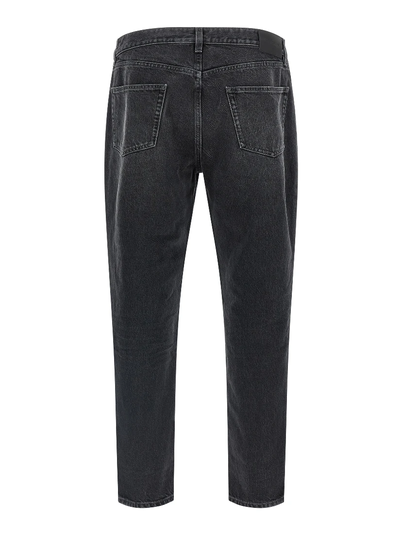 Black Cotton Straight-Leg Jeans