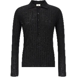 Black Wool Polo Shirt