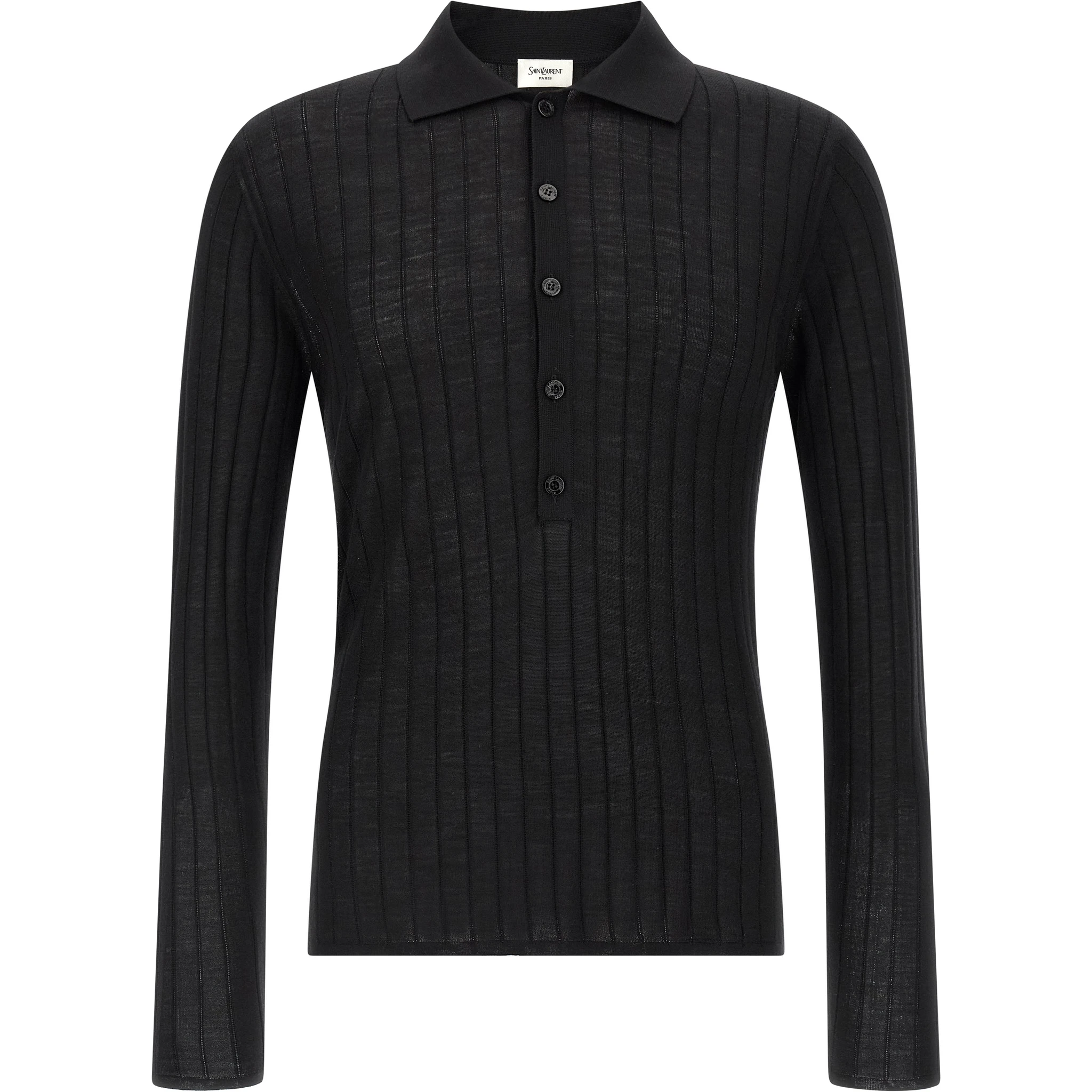 Black Wool Polo Shirt