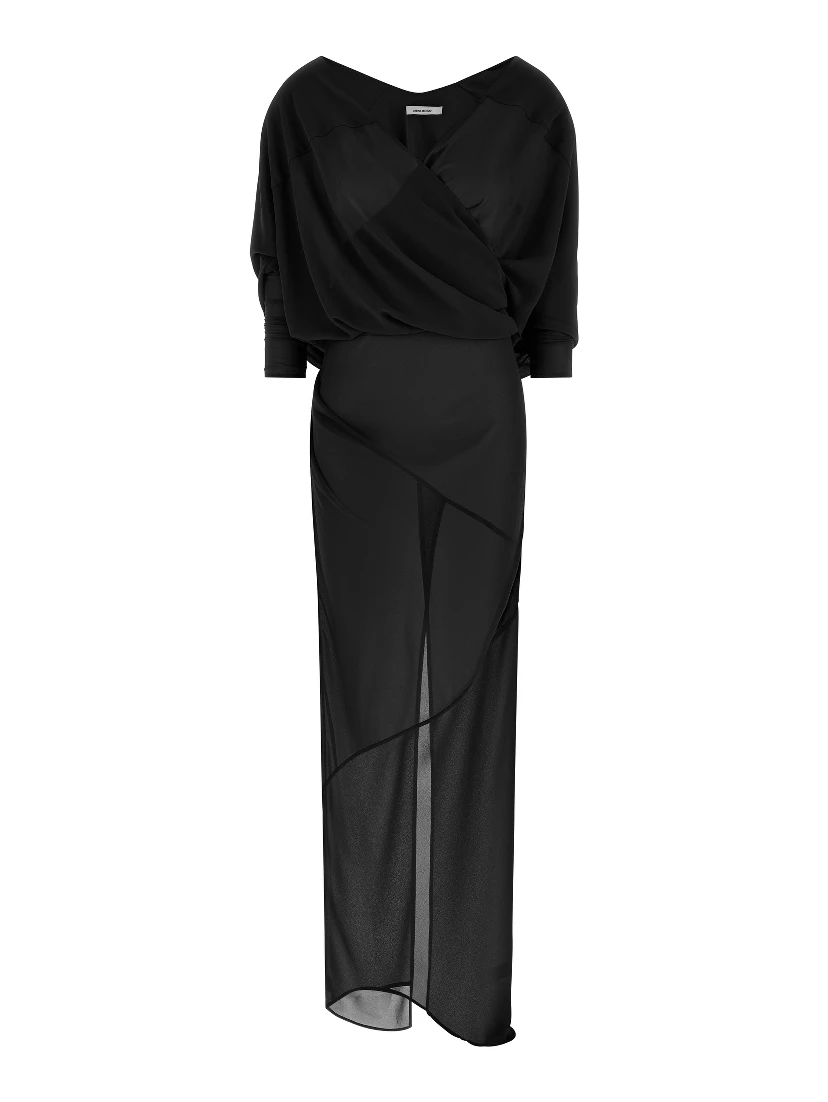 Black Polyester Long Dress