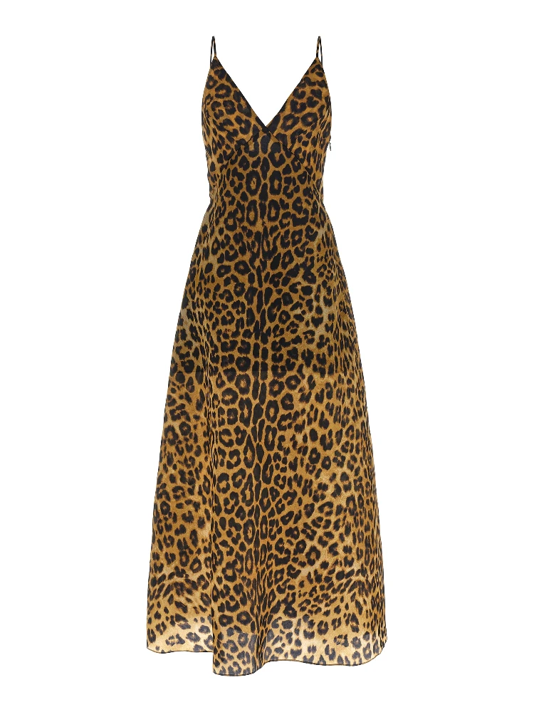 Brown Silk Long Dress