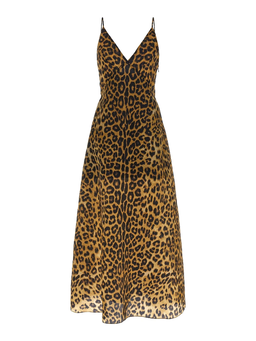 Brown Silk Long Dress