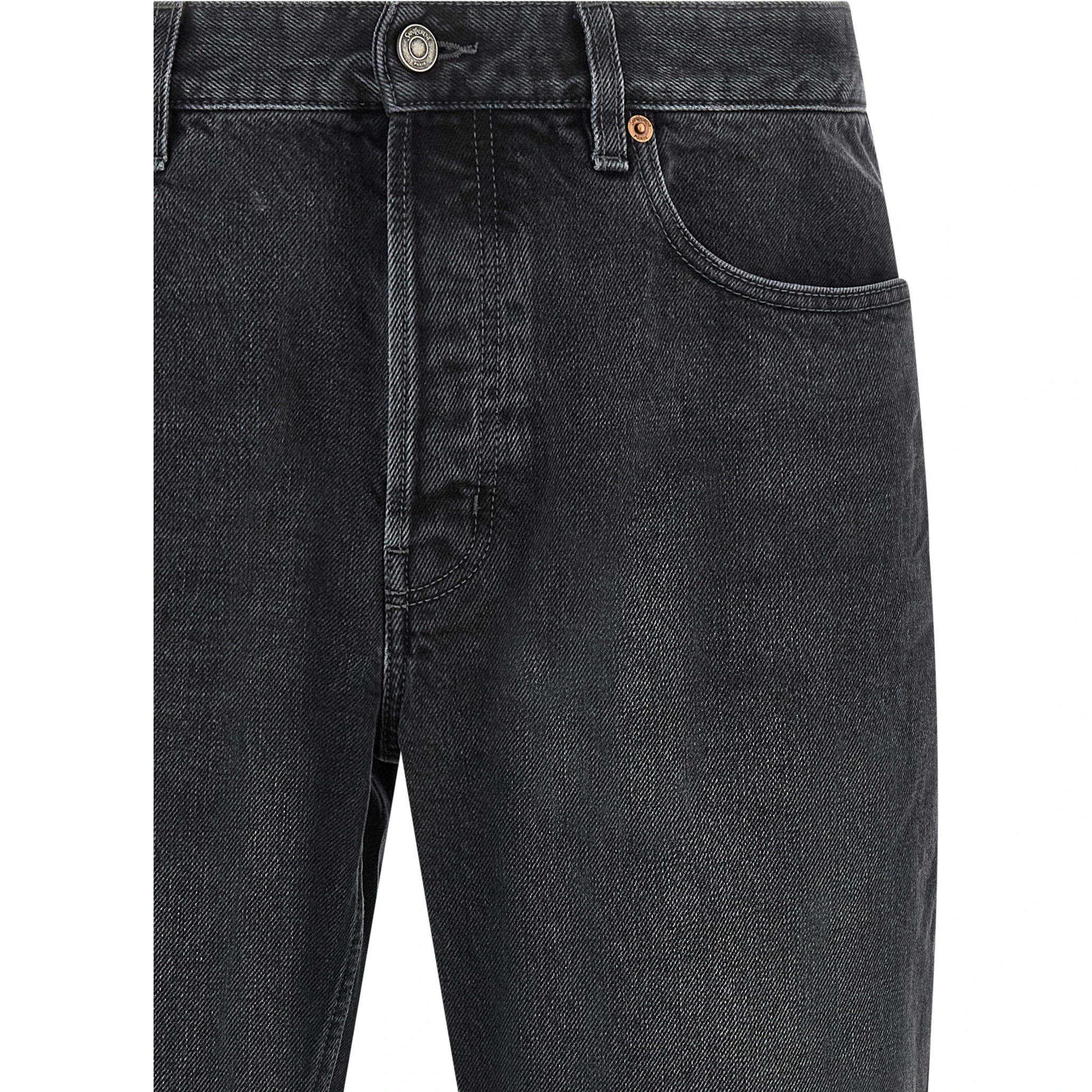 Black Cotton Straight-Leg Jeans