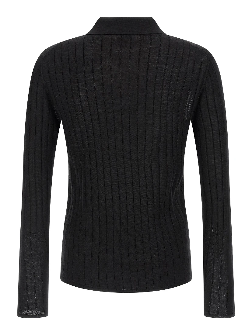 Black Wool Polo Shirt