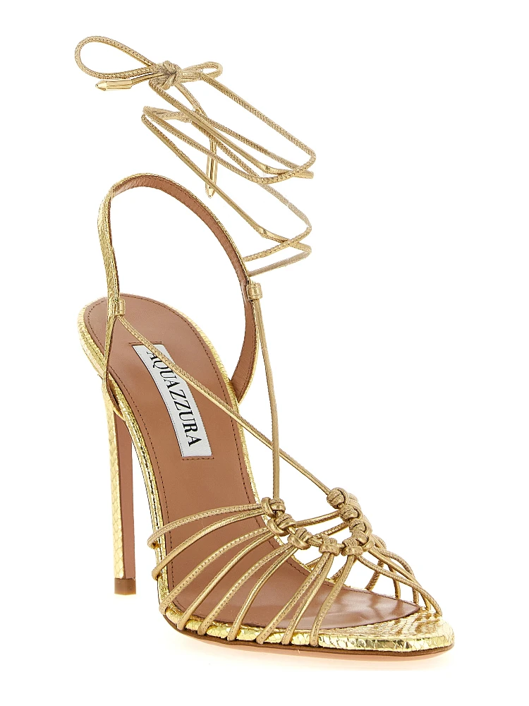 Gold Lamb Leather Stiletto Heel Sandals alternative
