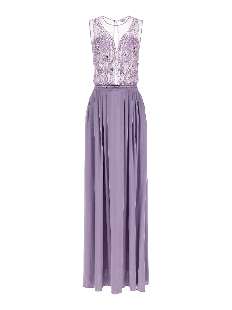 Purple Viscose Long Dress
